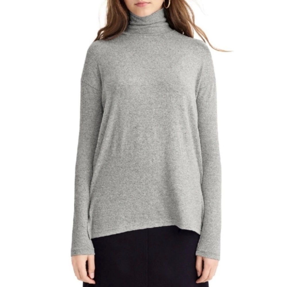 NWT J. Crew Supersoft Turtleneck Top in Heather Grey size Medium Relaxed Fit